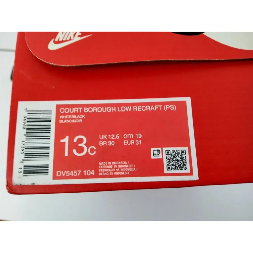 Nike Court Borough Low Recraft White Black Kids Preschool Casual Shoe DV5457-104 - Picture 9 of 9